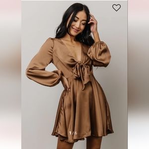 Baltic Born Woodbury Satin Mini Dress - Mocha - Lg - EUC